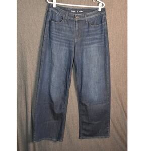 Old Navy High Rise Wow Wide Leg Women's 12 Dark Wash Denim Jeans Distressed